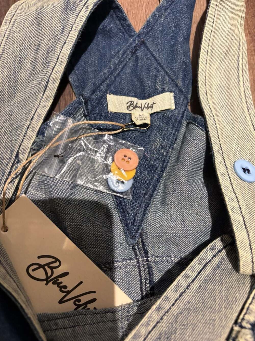 Blue Velvet Peace Patch & Floral Embroidered Denim Overalls - Picture 3 of 5